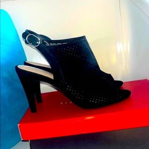 Kelly & Katie Black Ankle Booties with Perforated Design